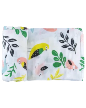 Captain Silly Pants - Single Swaddle Blanket - Tropical Bird