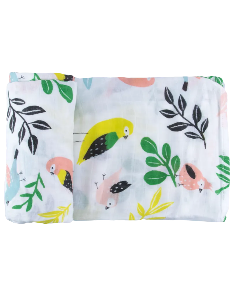 Captain Silly Pants - Single Swaddle Blanket - Tropical Bird