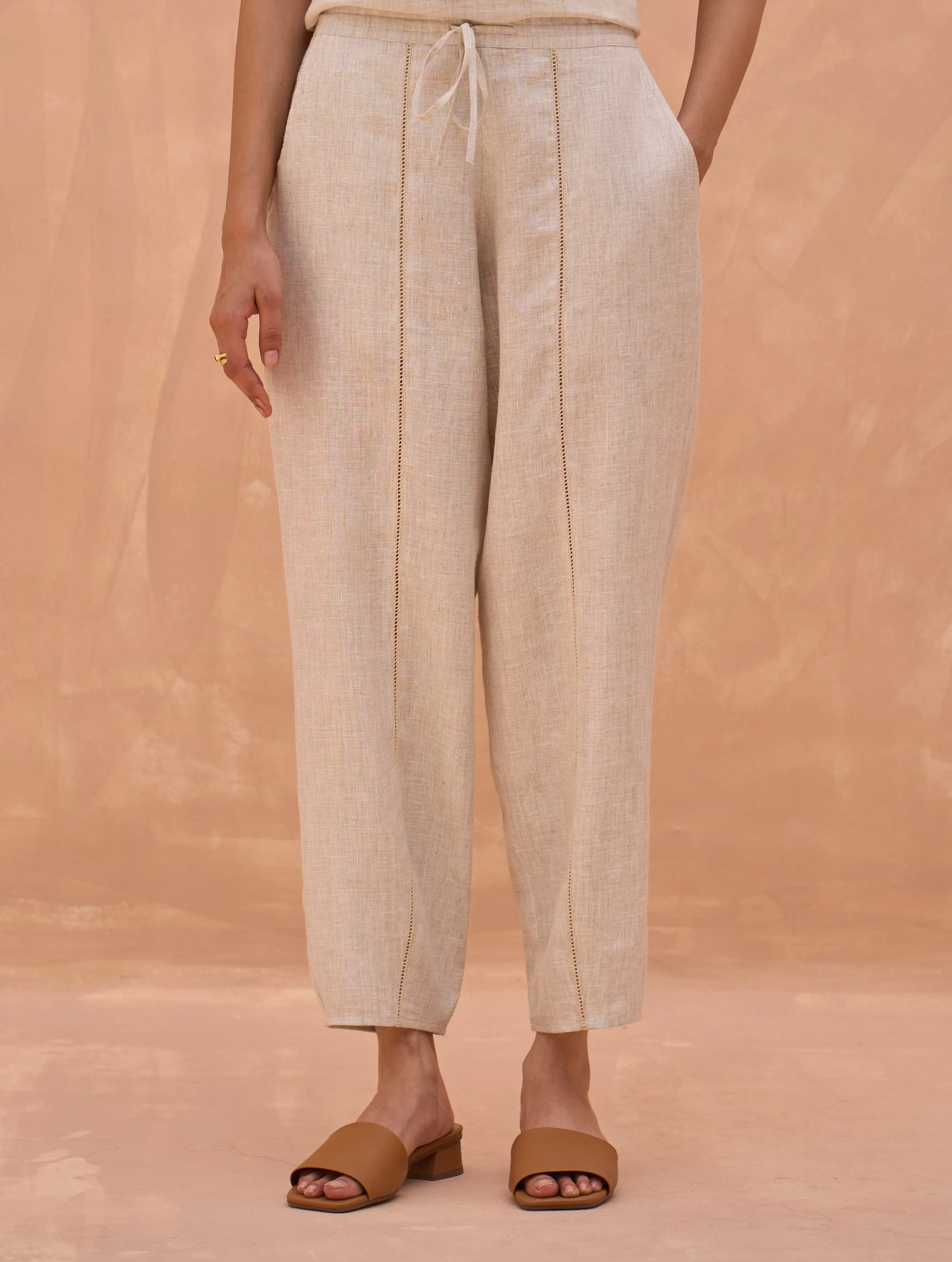 Carmen Tapered Linen Pant - Off White