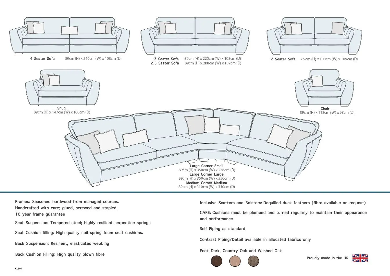 Carson Snuggle Sofa Chair Contrast Piping