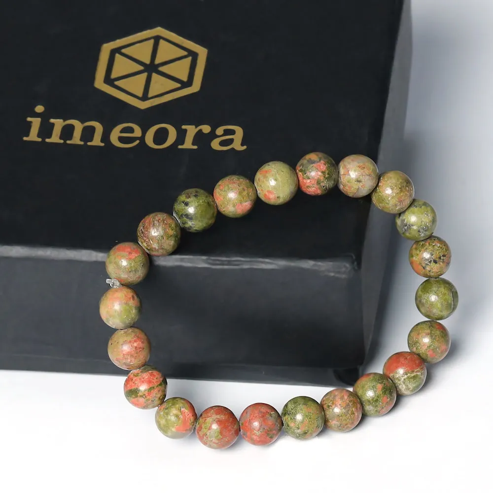 Certified Unakite 8mm Natural Stone Bracelet