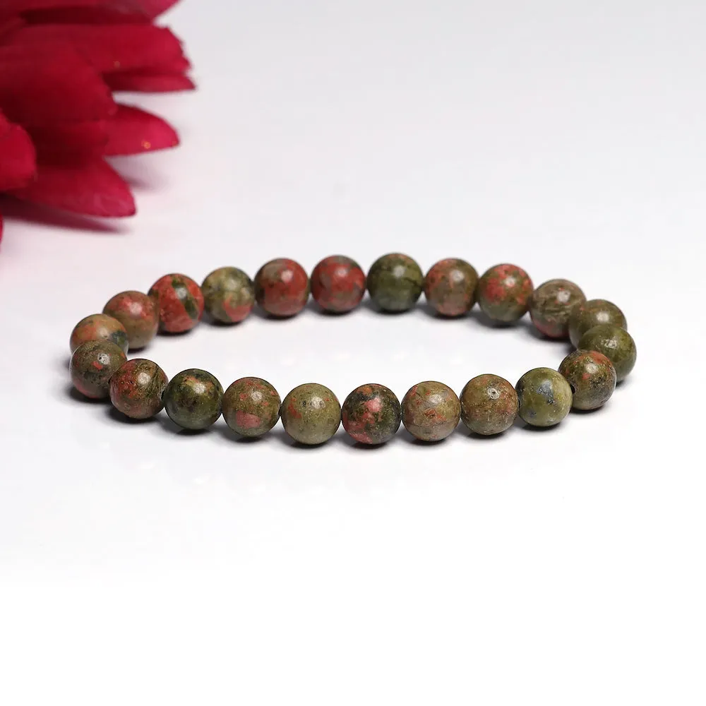 Certified Unakite 8mm Natural Stone Bracelet