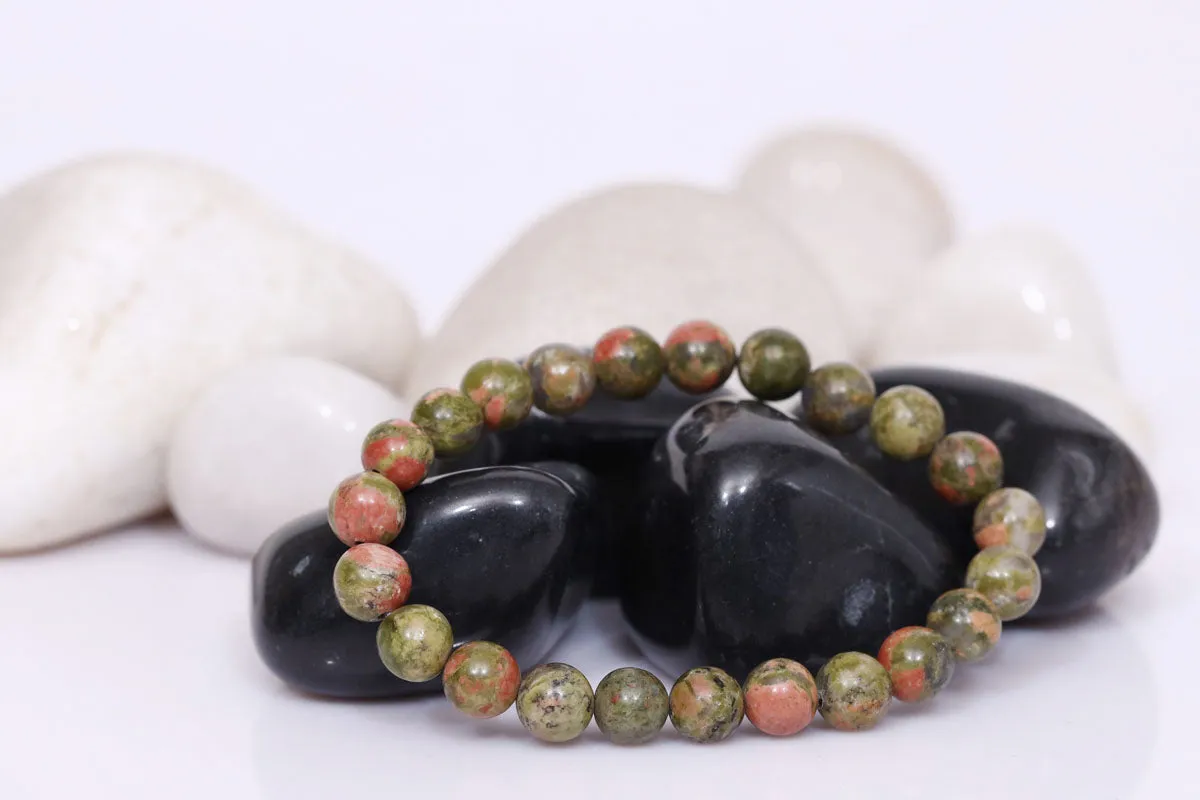 Certified Unakite 8mm Natural Stone Bracelet