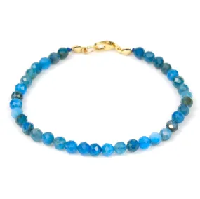 Cerulean Apatite 4mm Faceted Round Bracelet with Gold Filled Trigger Clasp