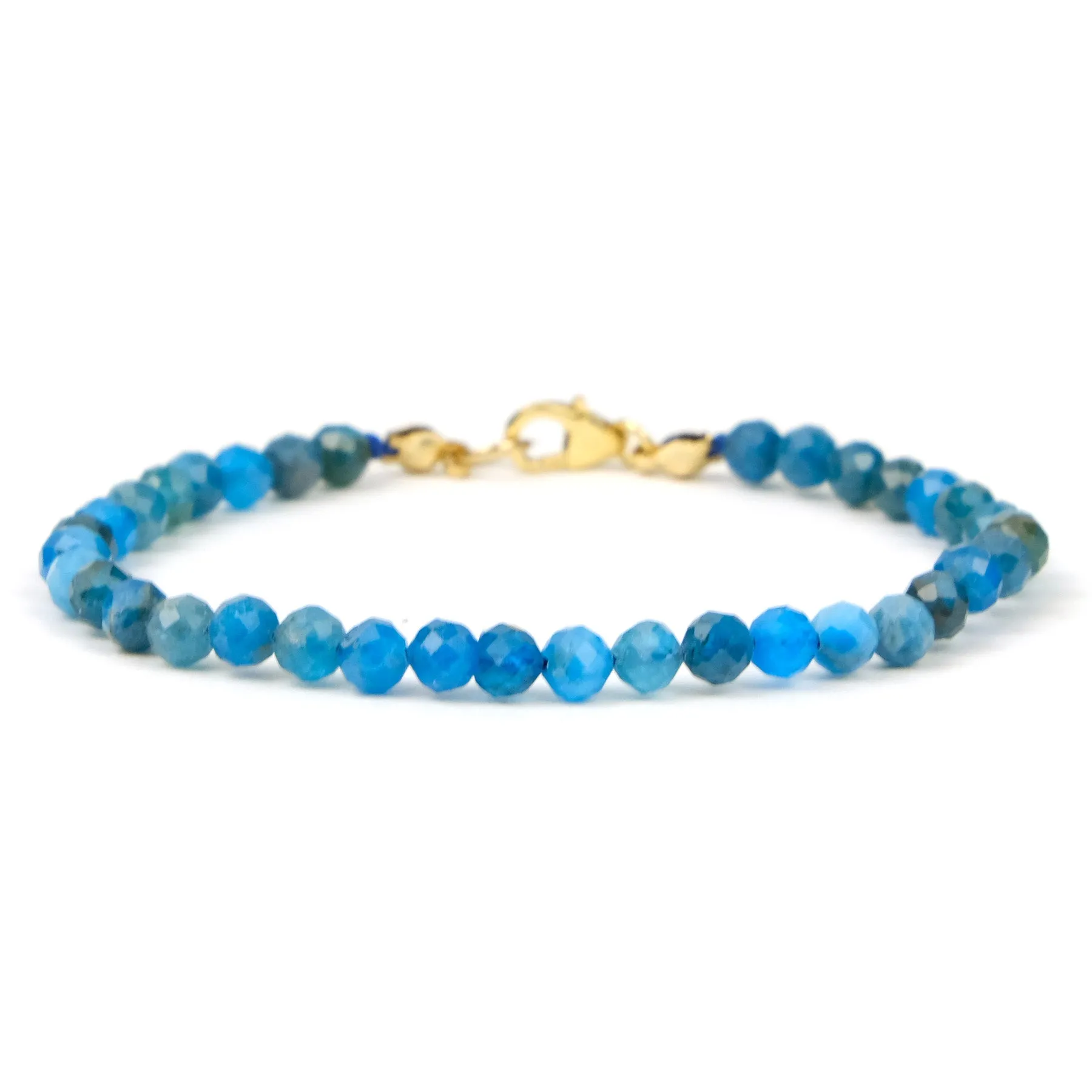 Cerulean Apatite 4mm Faceted Round Bracelet with Gold Filled Trigger Clasp