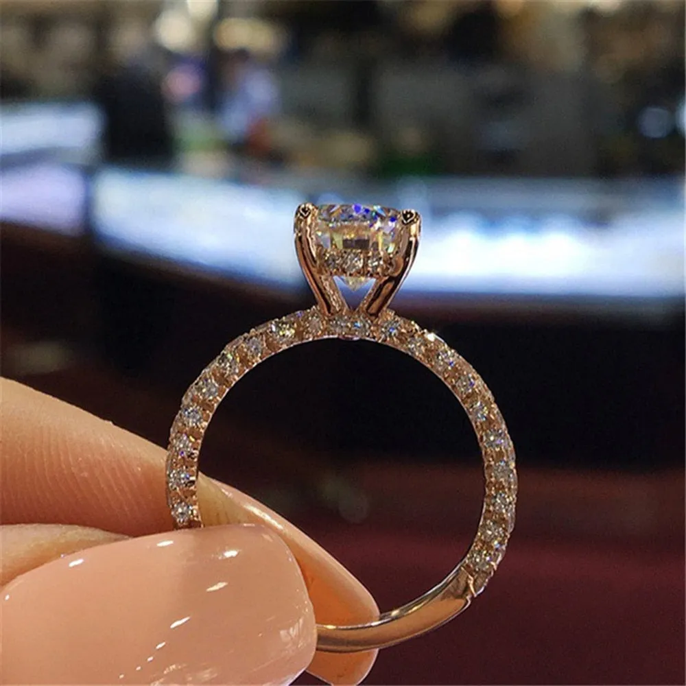 Charm full zircon crystal engagement ring fashion ladies ring new