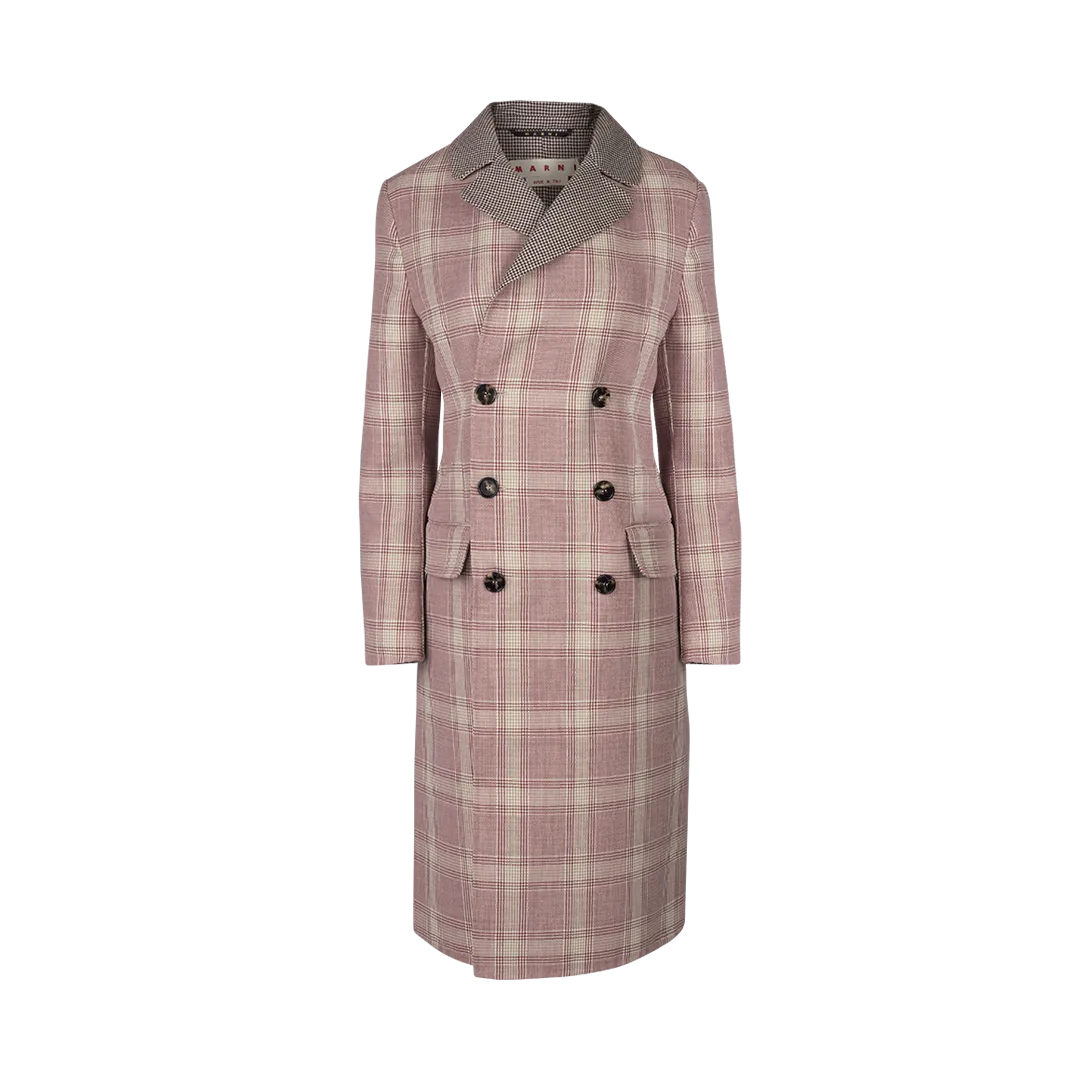 Checked Double-Breasted Coat