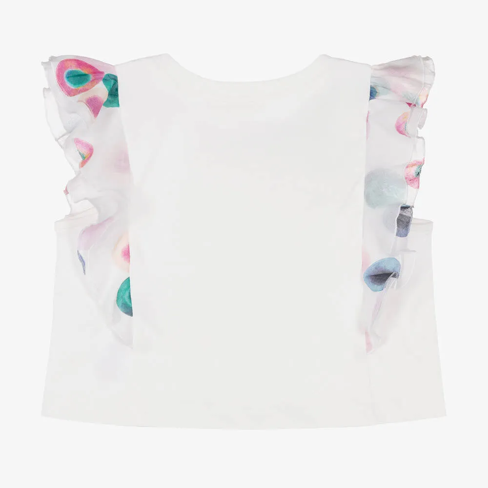 Chloé White Cotton Ruffles T-Shirt