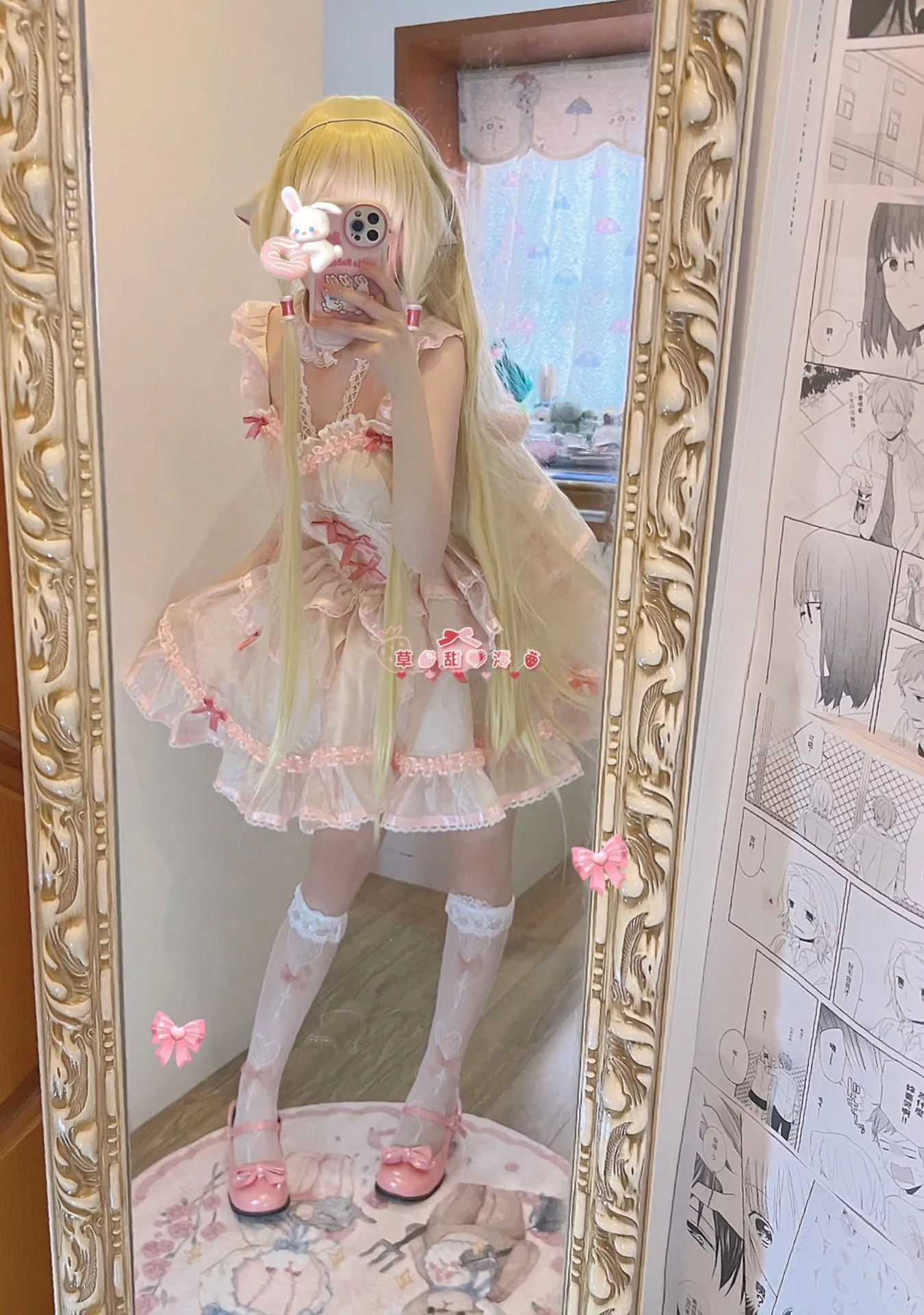 Chobits Swee White Pink Lovely Pastel Lolita Dress ON824