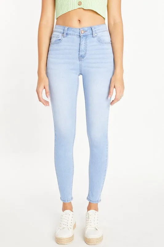 Classic High Rise Denim Skinny Jeans - Light Blue