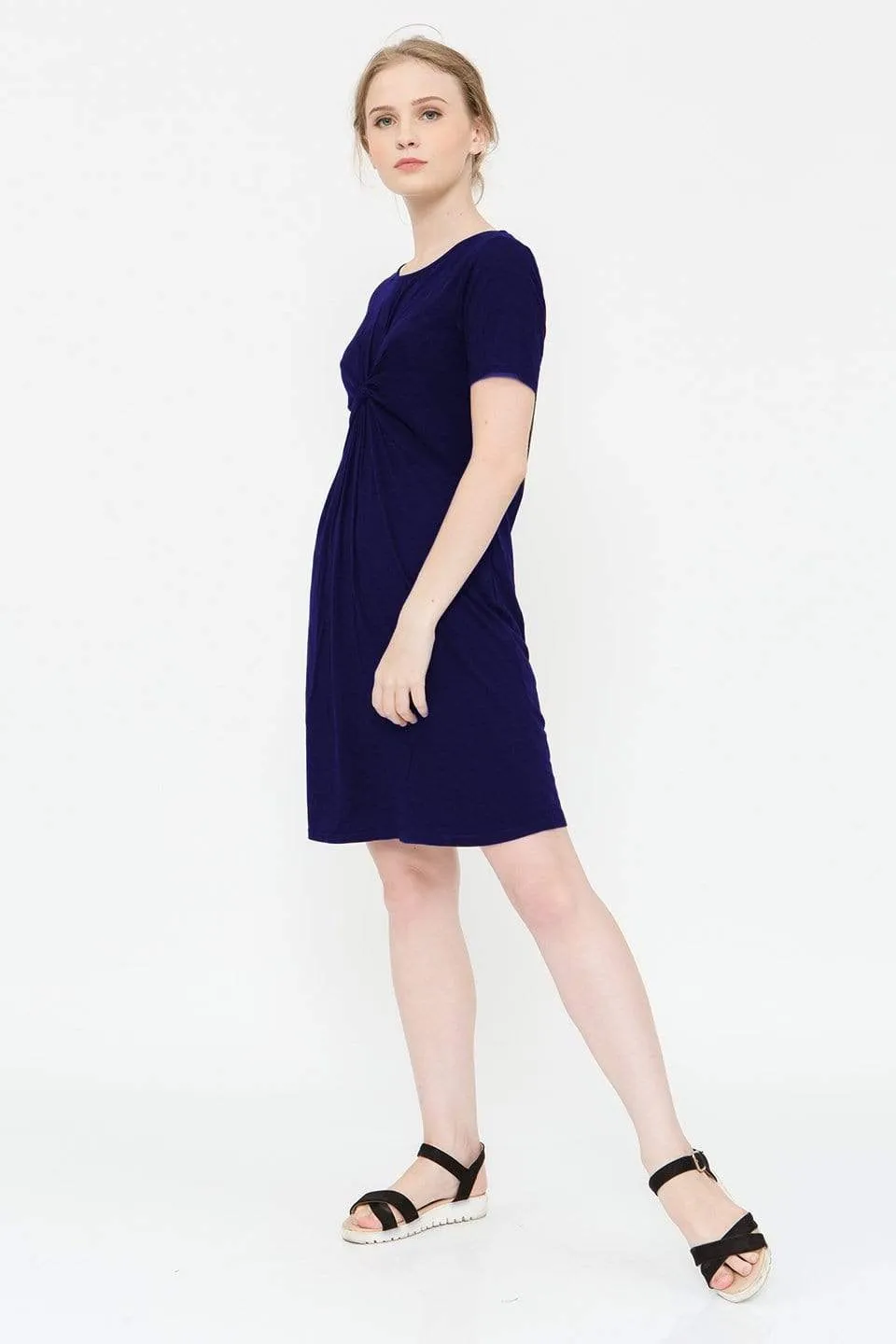 Clea Nursing Short Sleeve Nursing Dress Navy