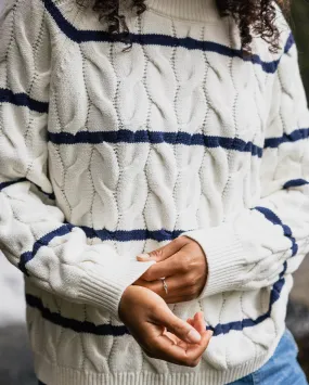 Comfort Stripe Organic Knitted Jumper - Off White Stripe