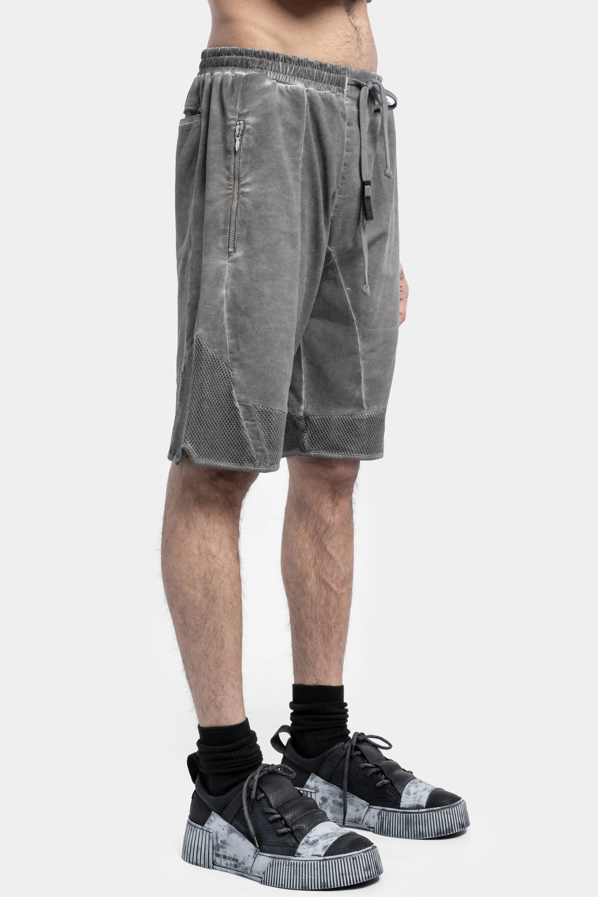 Cotton Jersey Sweat Shorts, Cold Dye Grey