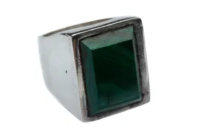 Cruzada Anillo Rectangular Piedra Facetada "Malaquita"