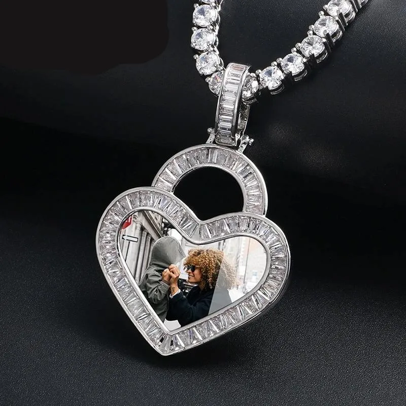 Crystal Heart Photo Necklace- Custom Photo Necklace-Heart Necklace With Picture Inside