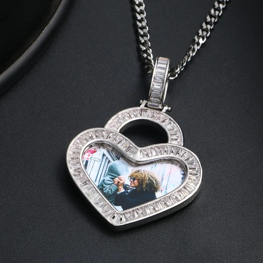 Crystal Heart Photo Necklace- Custom Photo Necklace-Heart Necklace With Picture Inside