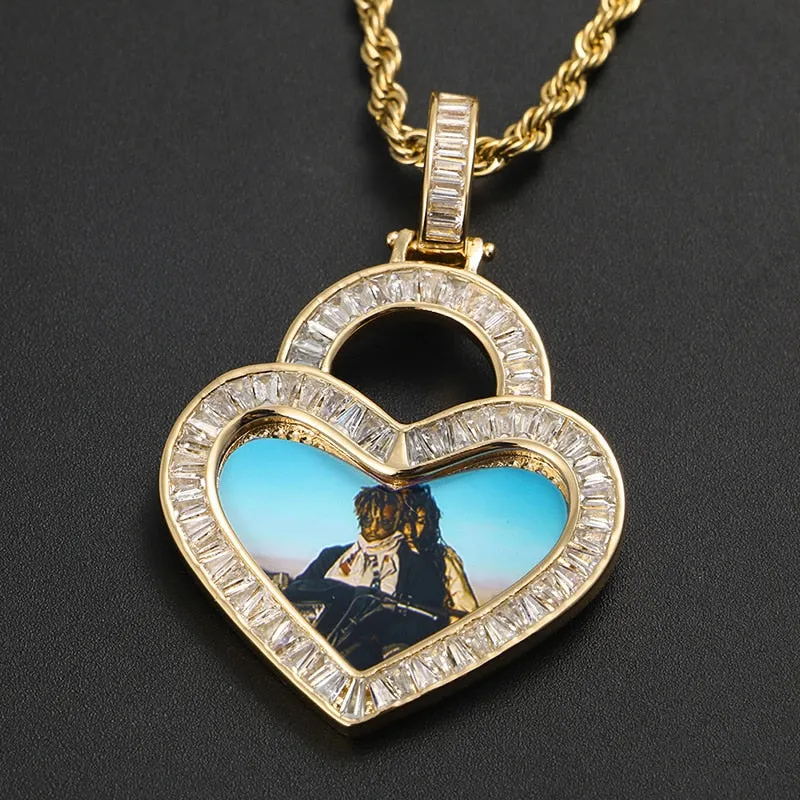 Crystal Heart Photo Necklace- Custom Photo Necklace-Heart Necklace With Picture Inside