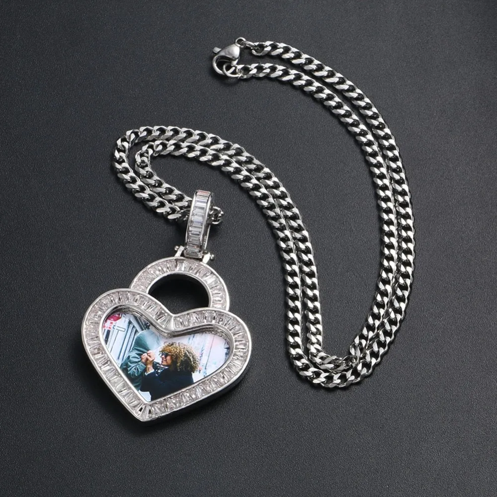 Crystal Heart Photo Necklace- Custom Photo Necklace-Heart Necklace With Picture Inside