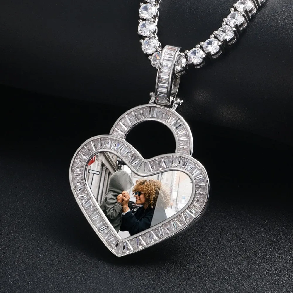 Crystal Heart Photo Necklace- Custom Photo Necklace-Heart Necklace With Picture Inside