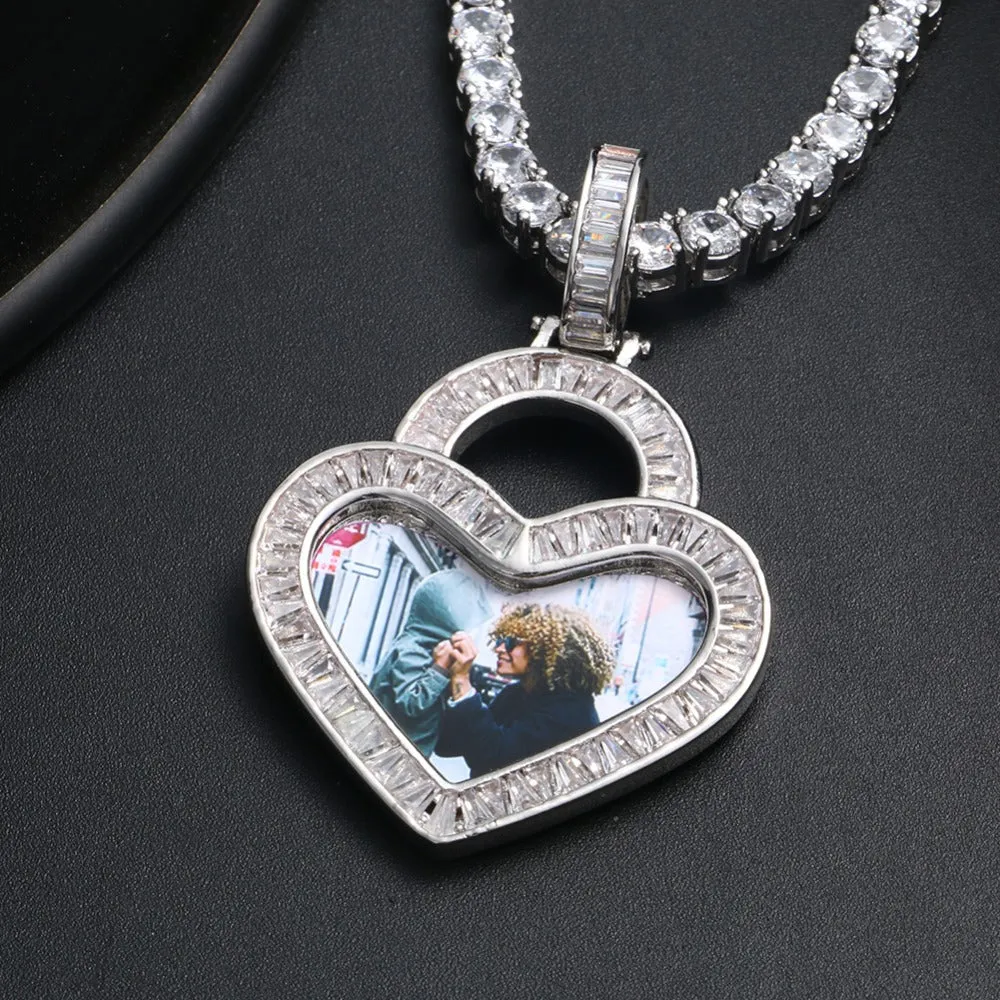 Crystal Heart Photo Necklace- Custom Photo Necklace-Heart Necklace With Picture Inside