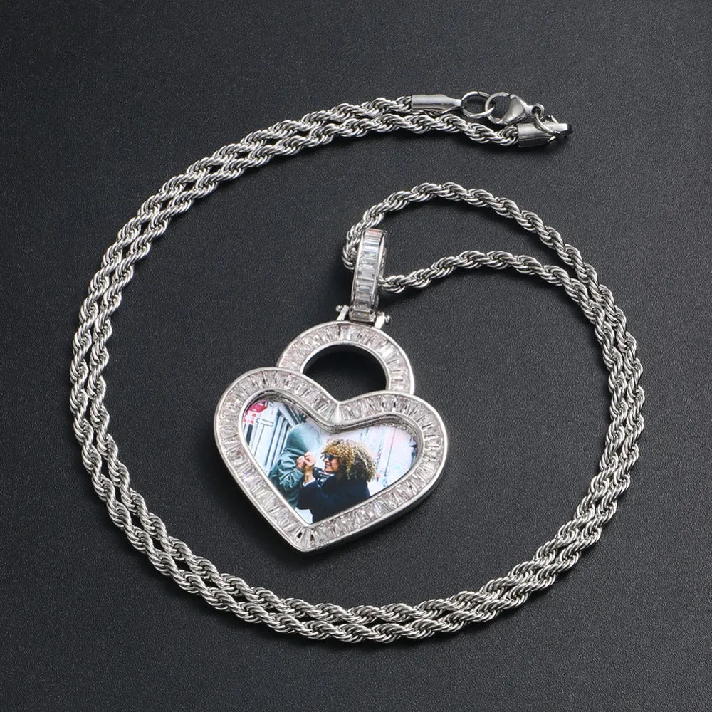 Crystal Heart Photo Necklace- Custom Photo Necklace-Heart Necklace With Picture Inside