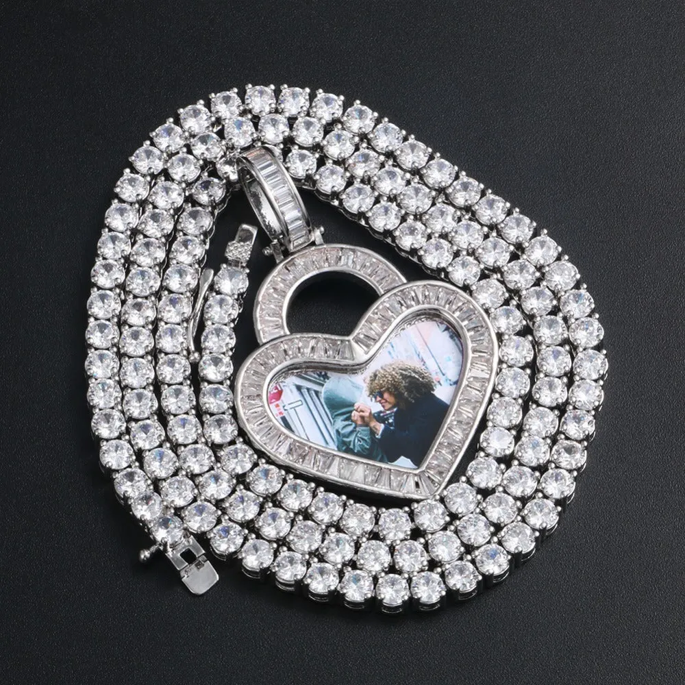 Crystal Heart Photo Necklace- Custom Photo Necklace-Heart Necklace With Picture Inside