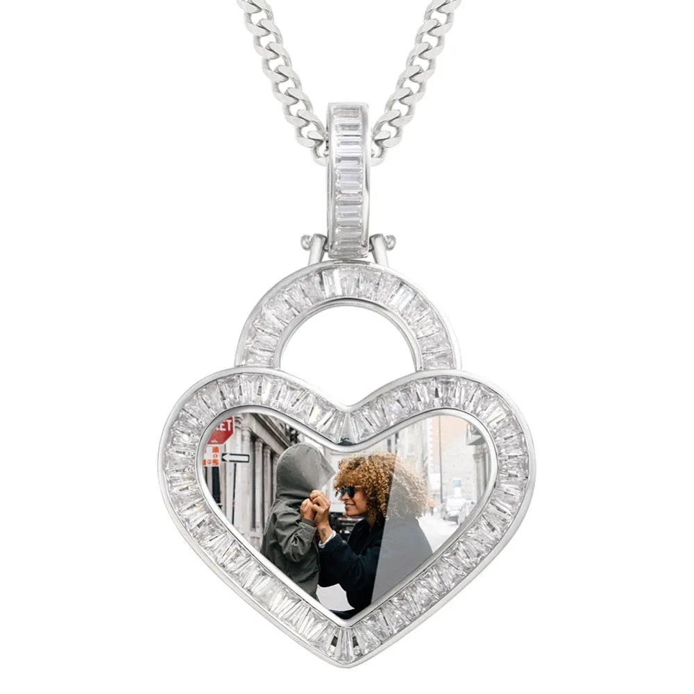 Crystal Heart Photo Necklace- Custom Photo Necklace-Heart Necklace With Picture Inside