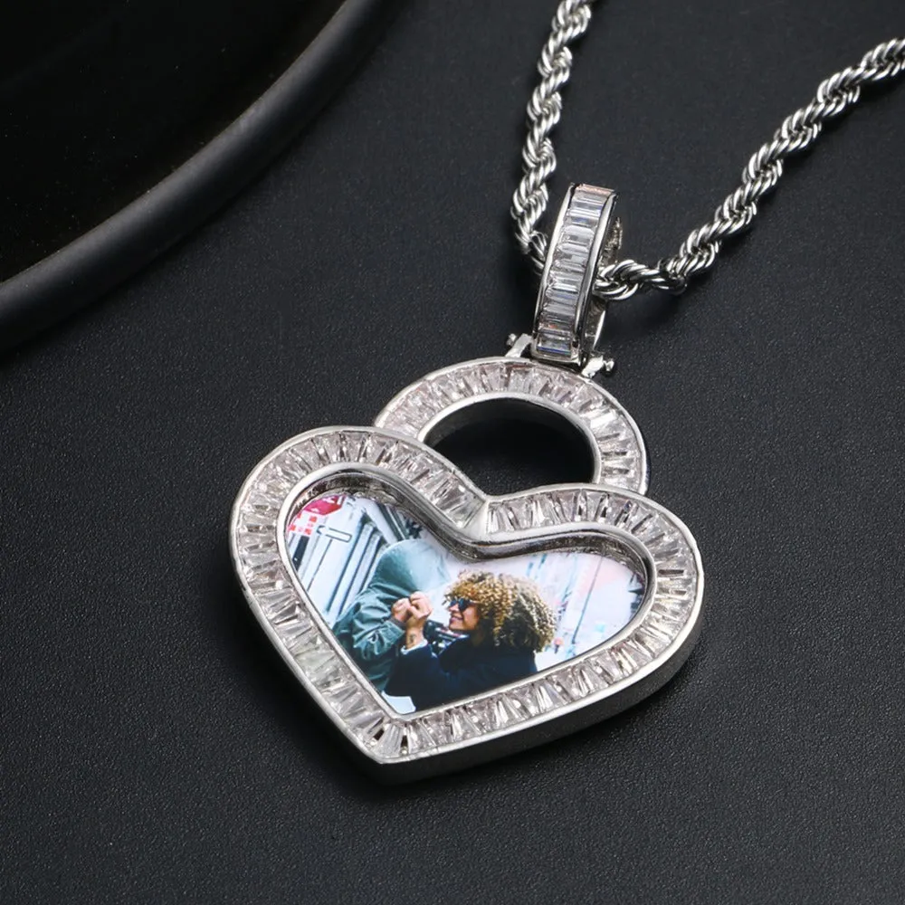 Crystal Heart Photo Necklace- Custom Photo Necklace-Heart Necklace With Picture Inside