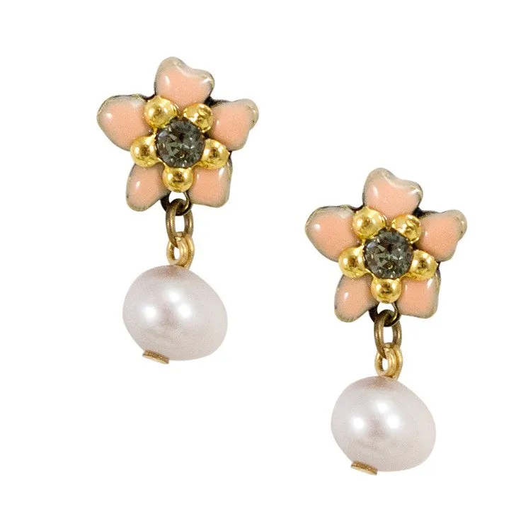 Daisy Pearl Drop Post Earrings by Eric et Lydie