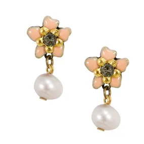 Daisy Pearl Drop Post Earrings by Eric et Lydie