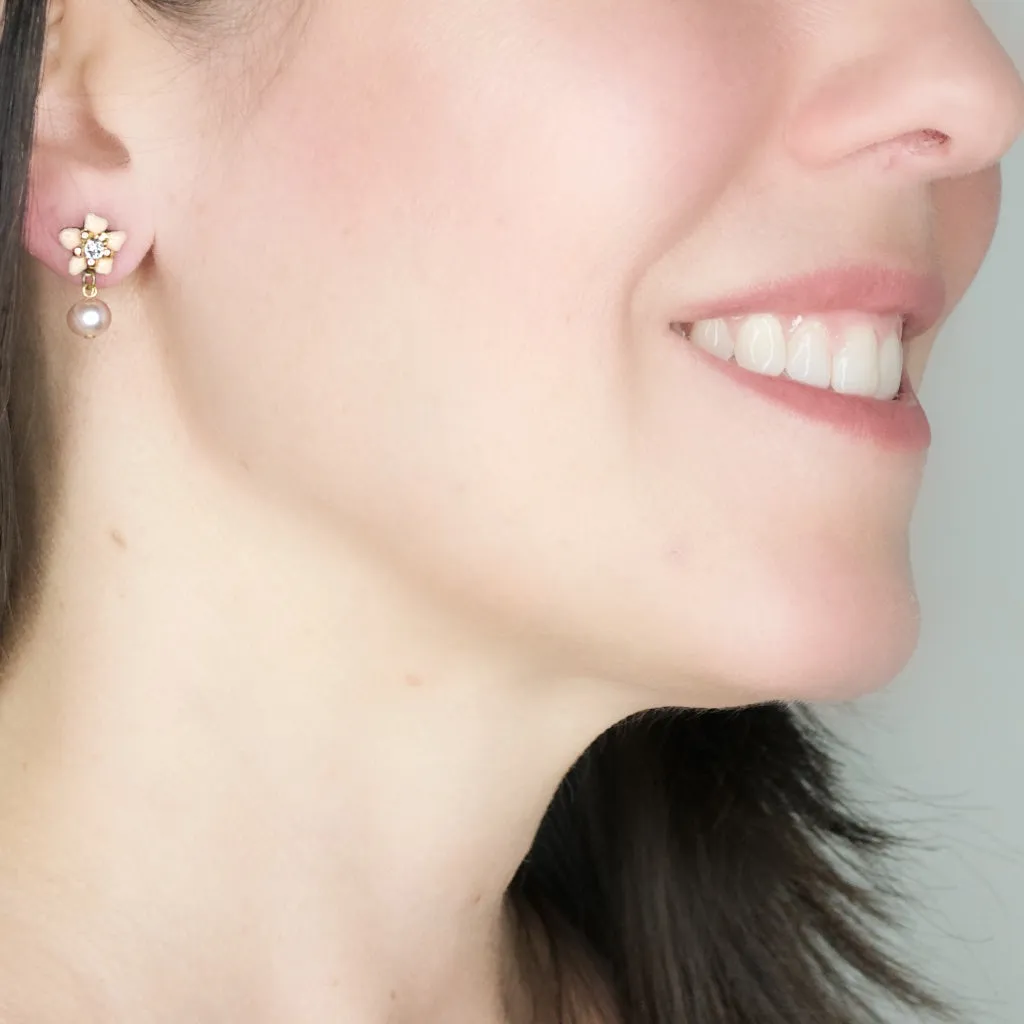 Daisy Pearl Drop Post Earrings by Eric et Lydie