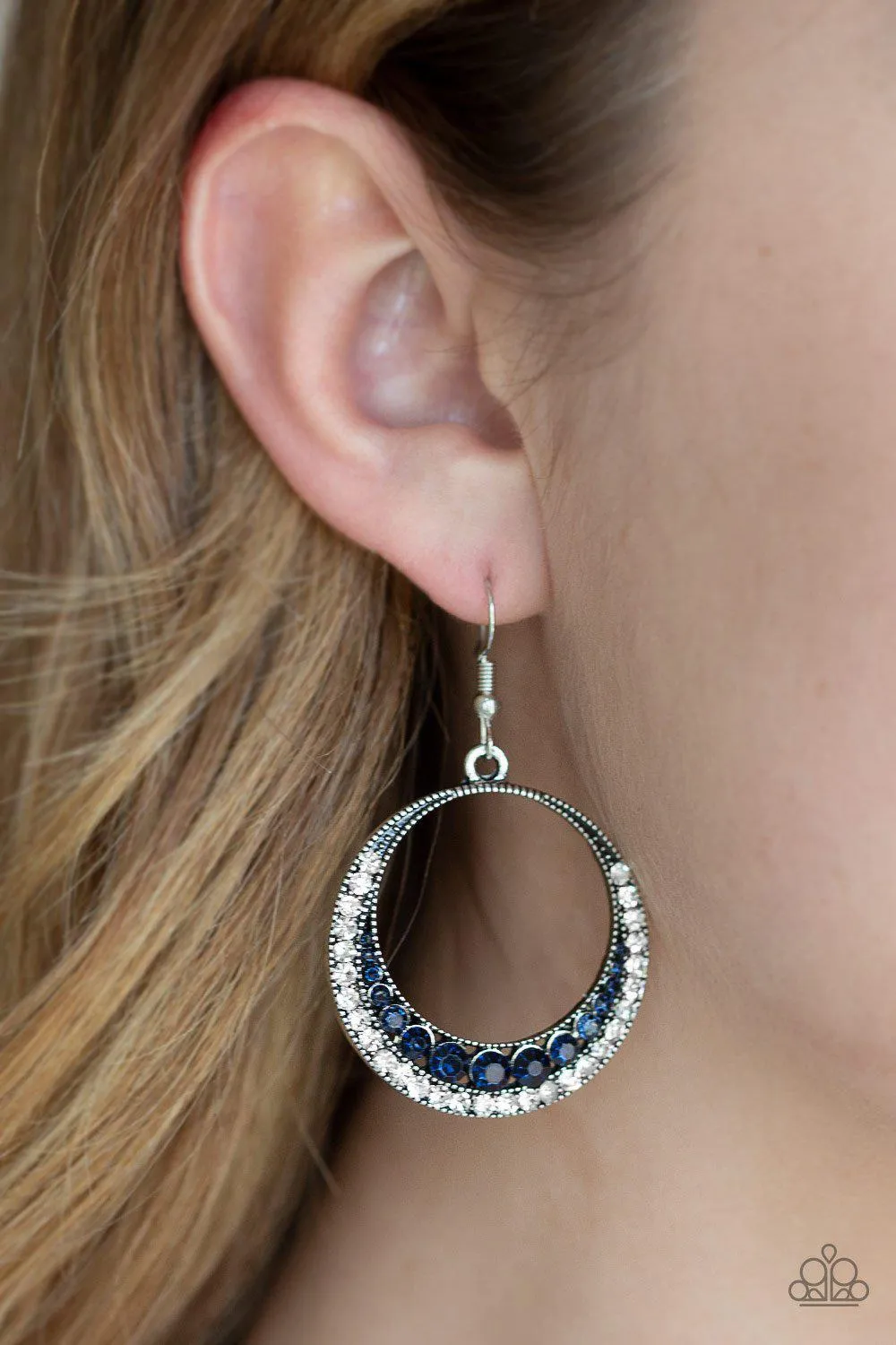 Demanding Dazzle Blue Rhinestone Earrings - Paparazzi Accessories