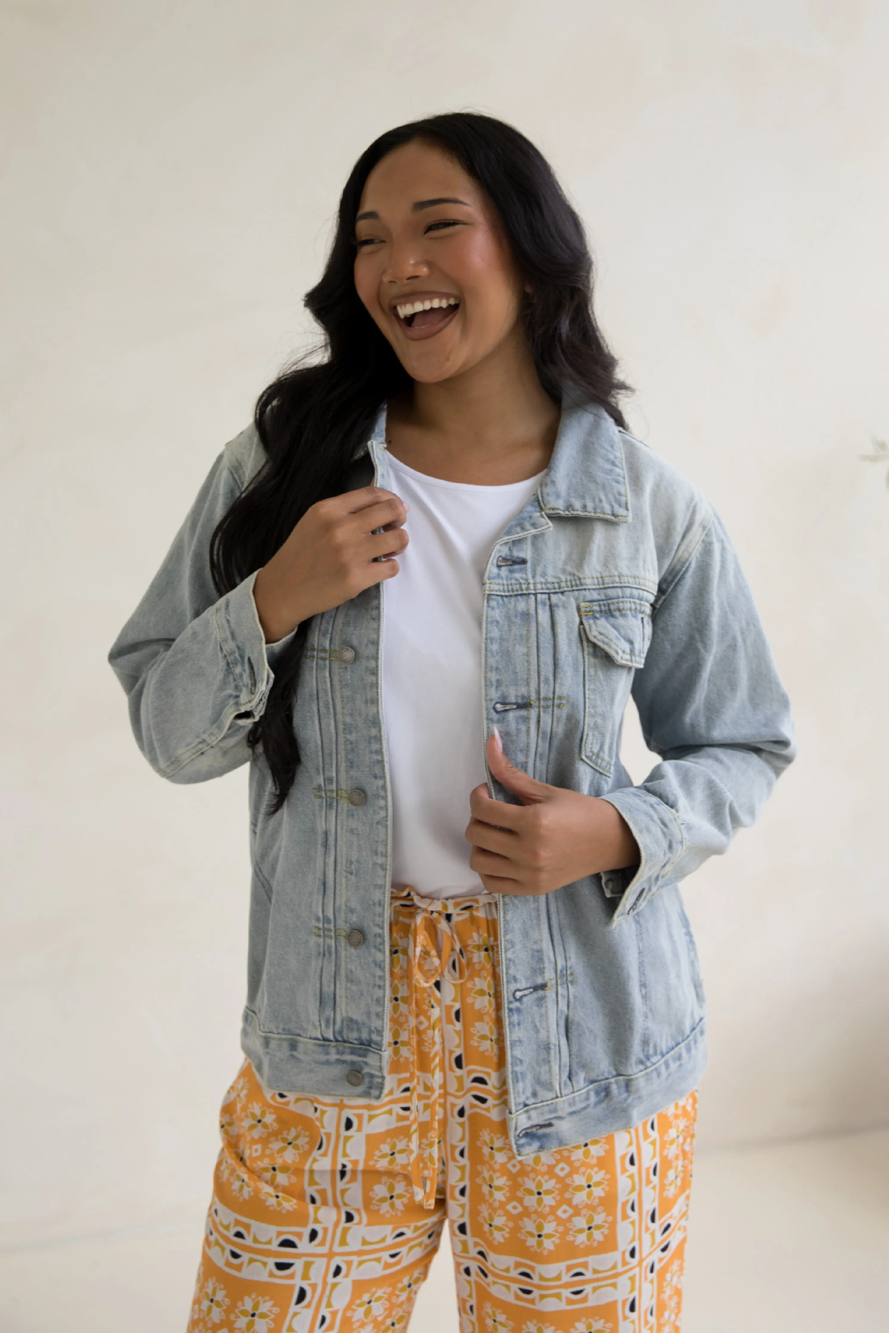 Denim Basic Jacket in Light Wash Denim