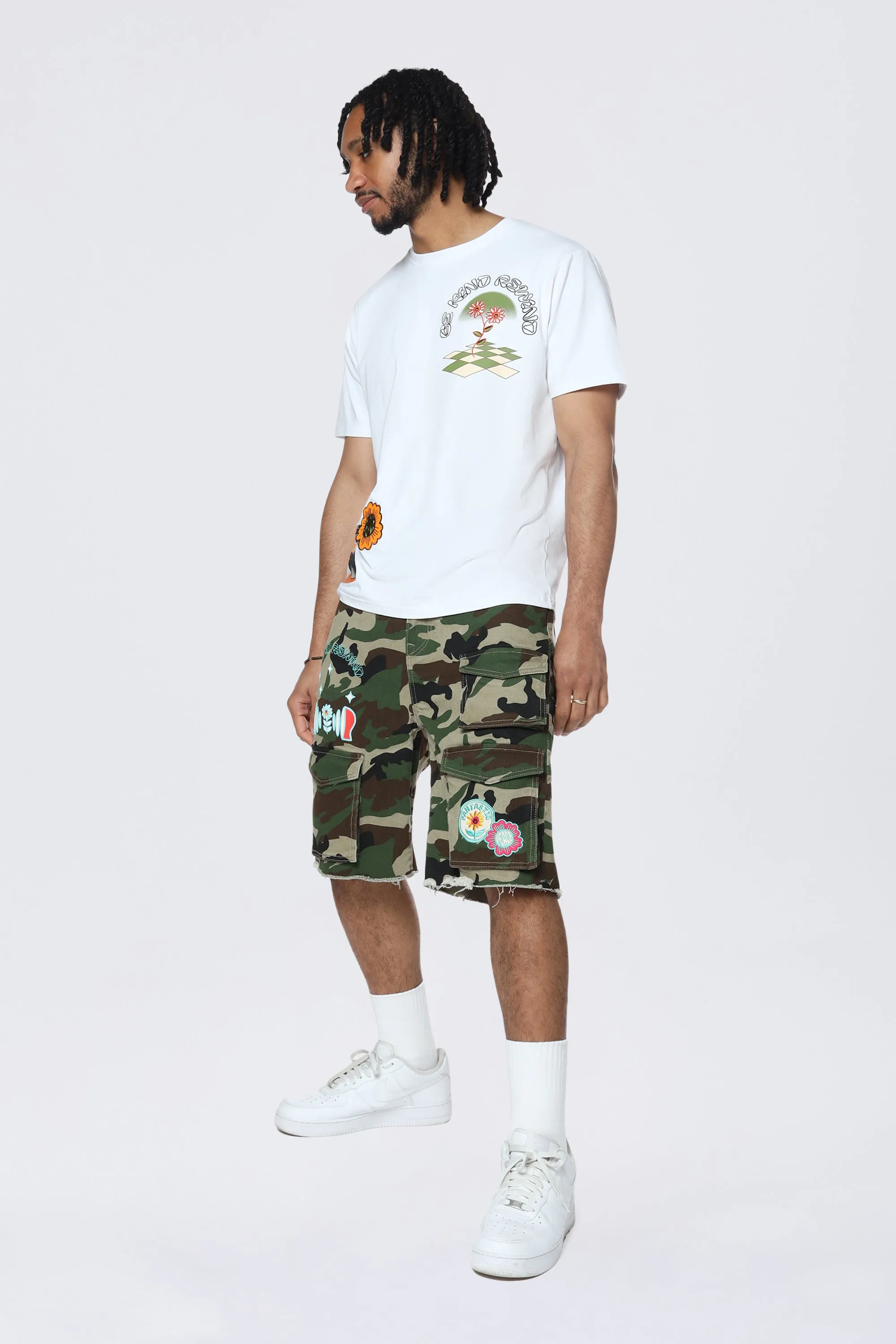 Doodle Graphic Resort Twill Shorts - Wood Camo