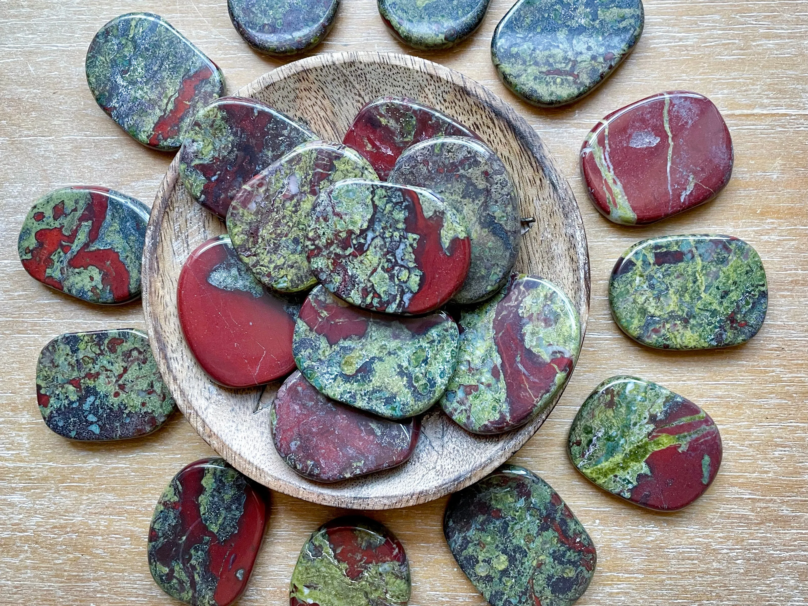 Dragon Blood Jasper Flat Palm Stone