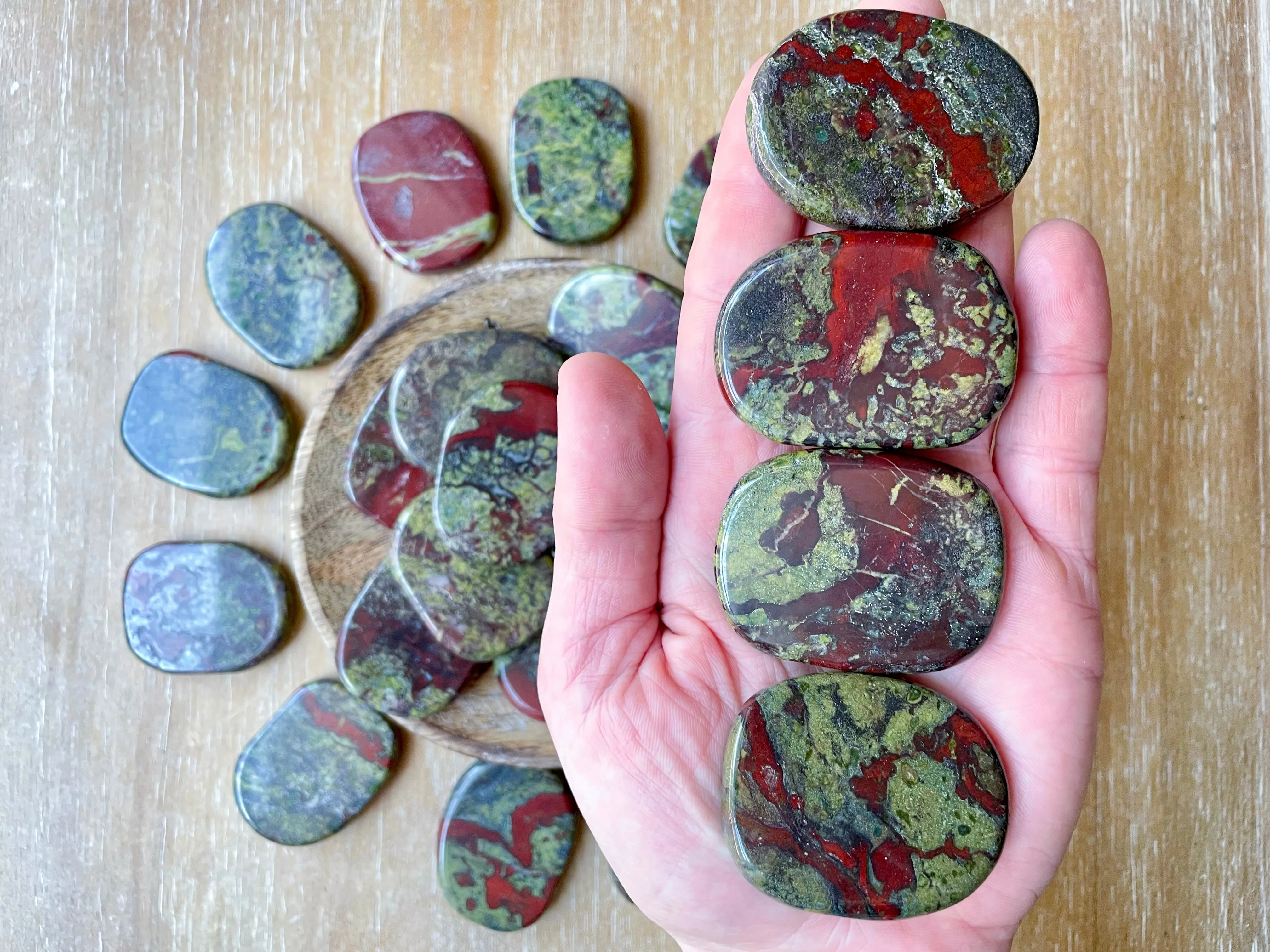 Dragon Blood Jasper Flat Palm Stone