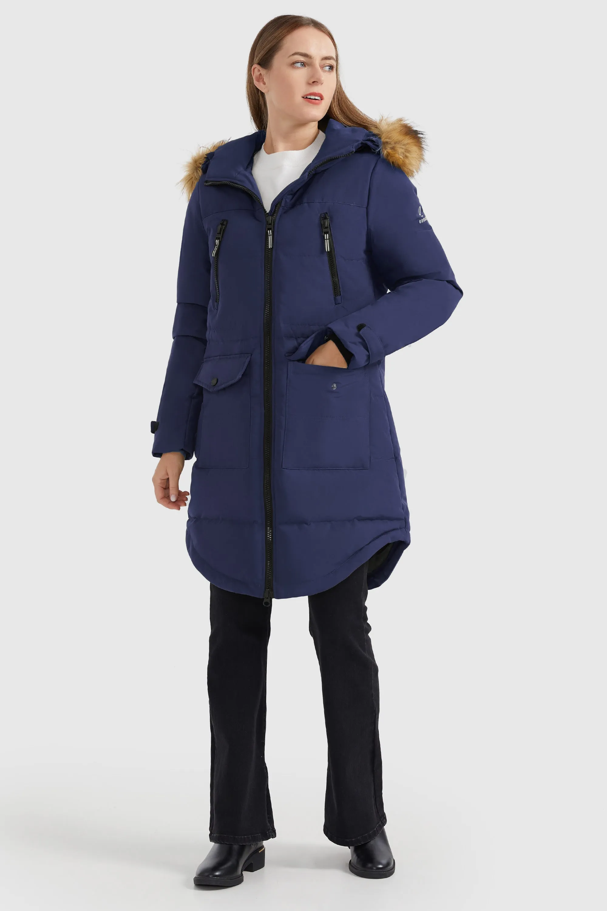 Drawstring Hooded Thickened Down Coat