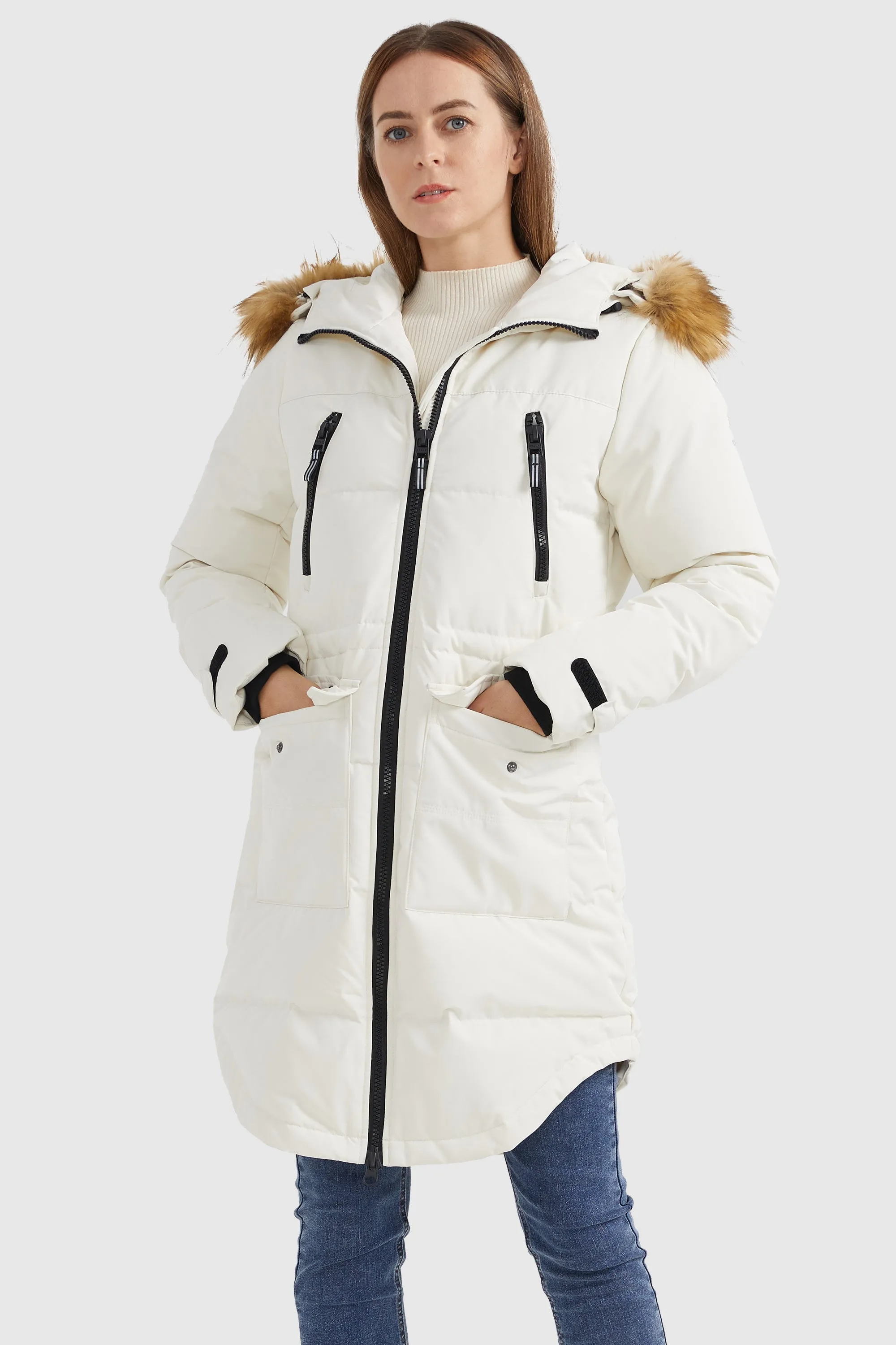 Drawstring Hooded Thickened Down Coat