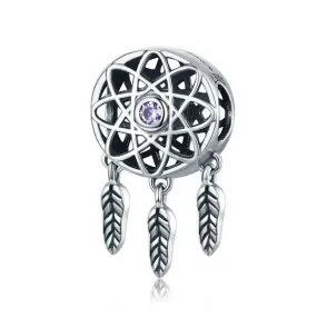 Dream Catcher Crystal Embellished Dangle Charm 925 Sterling Silver