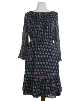 DVF Navy & Pink Floral Print Silk Dress sz 6