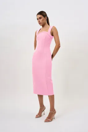 Elara Curve Structure Midi Dress - Pink