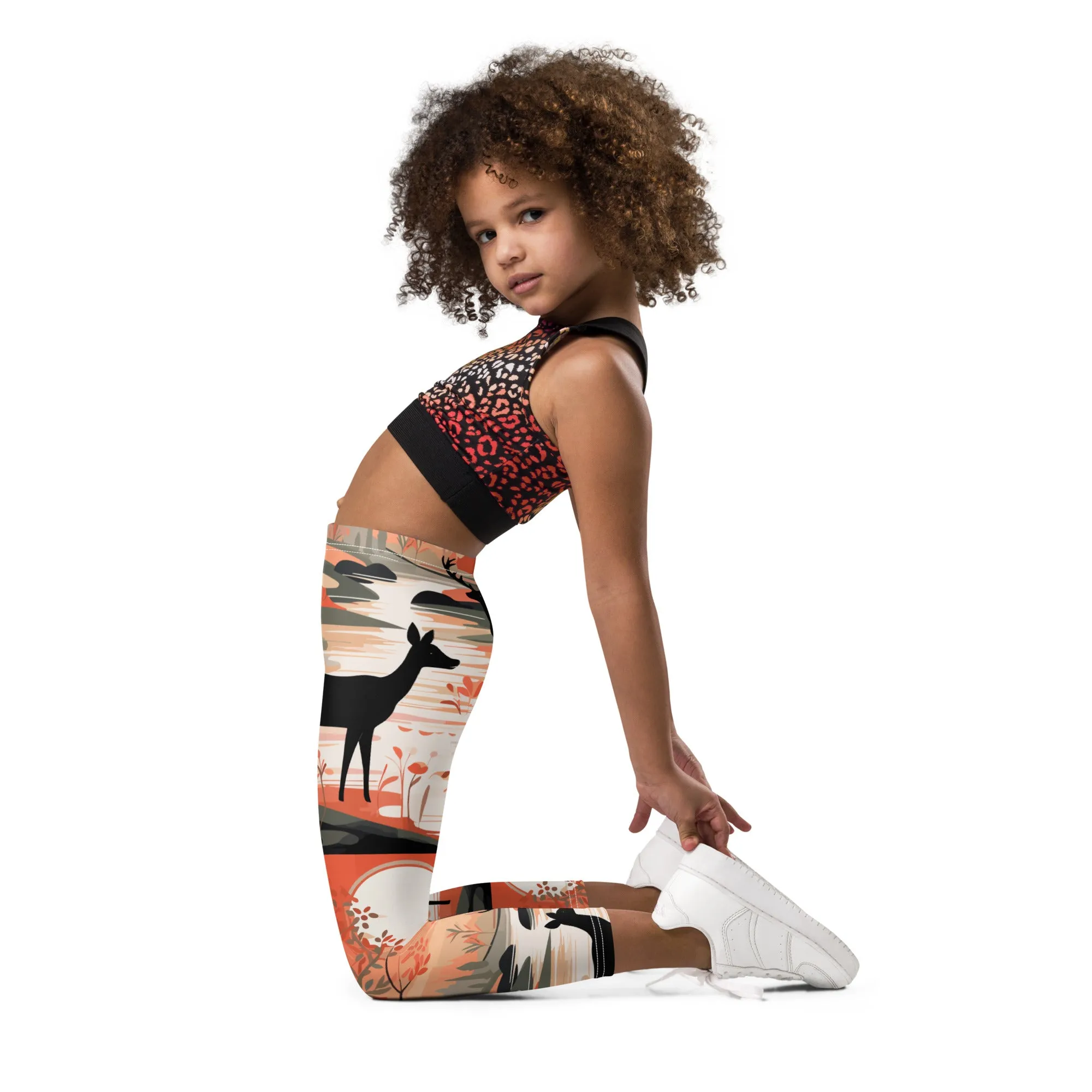 Embrace Nature's Beauty with Girls' Deer Forest Yoga Pants