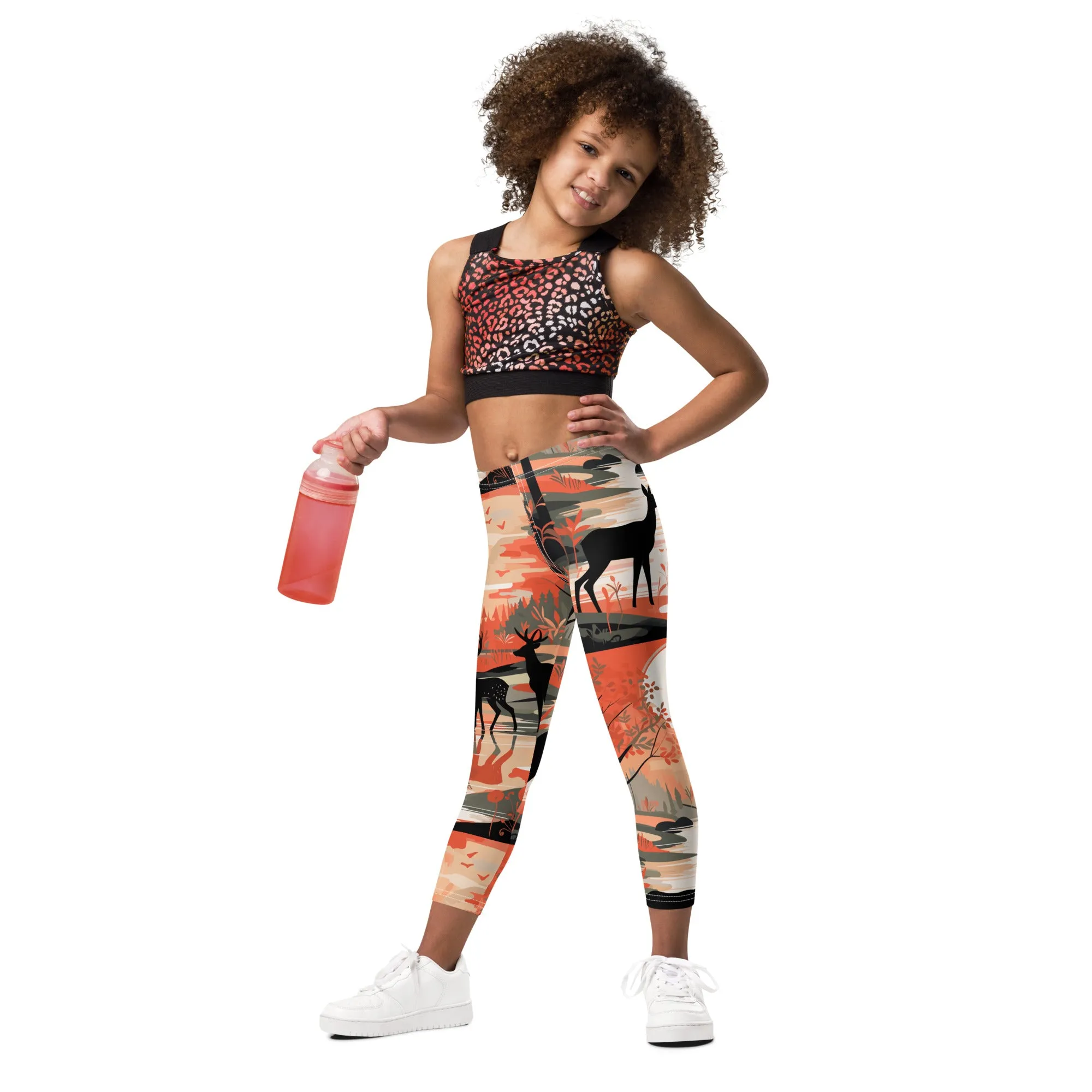 Embrace Nature's Beauty with Girls' Deer Forest Yoga Pants