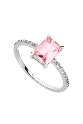 Emerald Ring Pink Silver