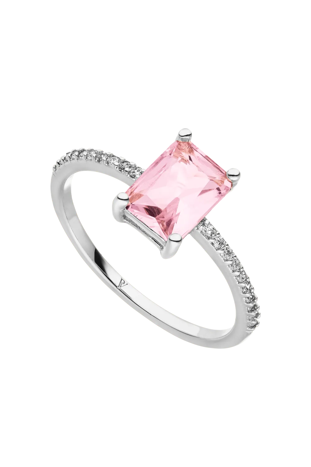 Emerald Ring Pink Silver