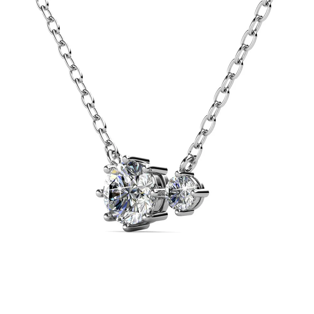 Emma 18k White Gold Plated 2-Stone Crystal Pendant Necklace