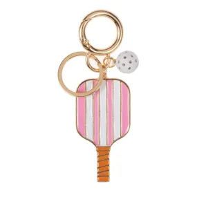 Enamel Pickleball Paddle Keychain - Pink