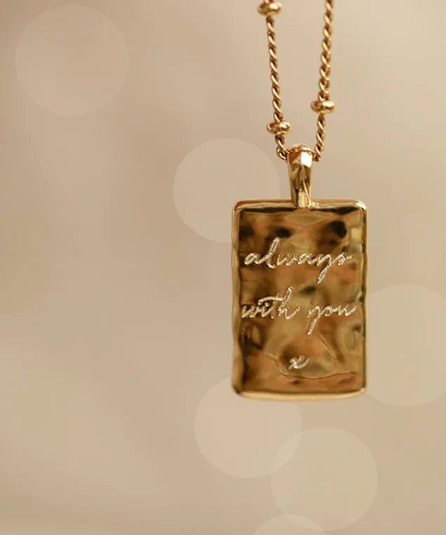 Engravable Notebook Necklace Gold