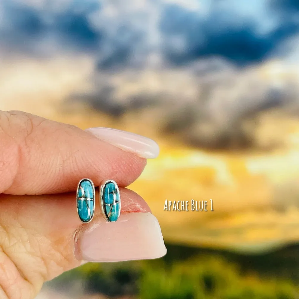 Eunioa: {rectangle turquoise stud earrings}