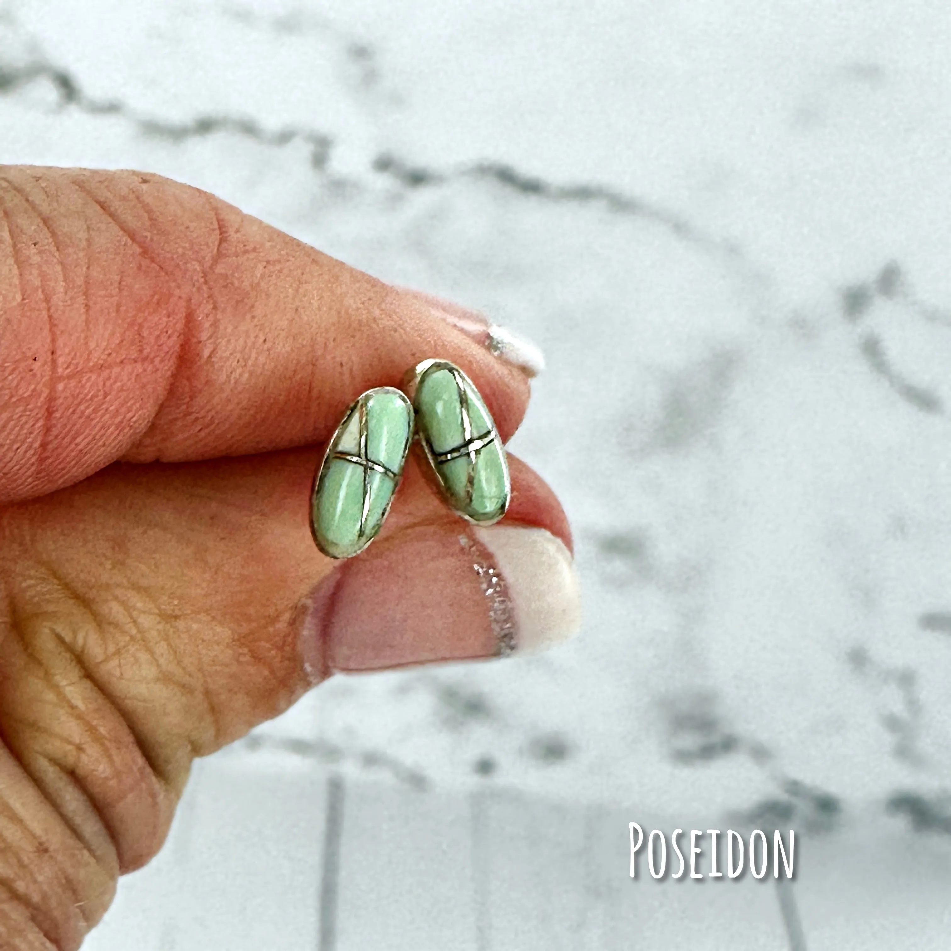 Eunioa: {rectangle turquoise stud earrings}